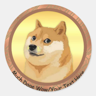 あなたのテキストバラ金ゴールドDogecoin Crypto Much Doge Wow ラウンドシール