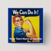 あなたのテキストヴィンテージはリベッターの女性のパワーをロージー 缶バッジ (正面)