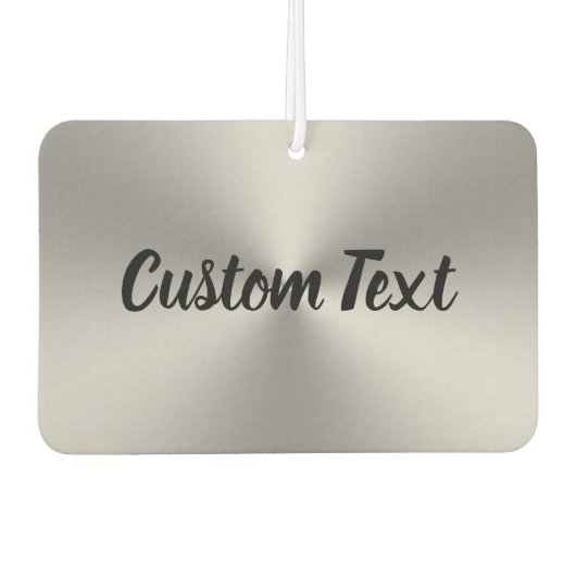 あなたのテキスト黒いスクリプトシルバーブラシ仕上げメタルの外観 カーエアーフレッシュナー (正面)