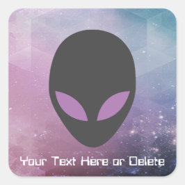 あなたのテキスト/アイカラーエイリアンヘッドかわいい紫銀河系 スクエアシール