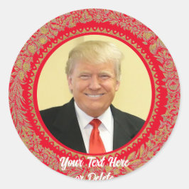あなたのテキスト/色ドナルドトランプクリスマスリース赤 ラウンドシール