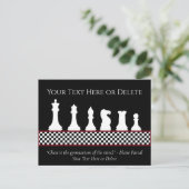 あなたのテキスト/色 チェス盤の駒 チェス名言 黒 ポストカード (スタンド正面)