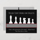 あなたのテキスト/色 チェス盤の駒 チェス名言 黒 ポストカード (正面/裏面)