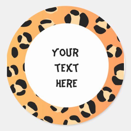 あなたのテキストhere leopardスタイル ラウンドシール (正面)