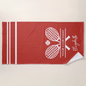 あなたのテニスクラブネームチームスワッグ任意のカラーカスタム ビーチタオル (正面)