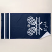 あなたのテニスクラブネームチームバケーションカスタム ビーチタオル (正面)