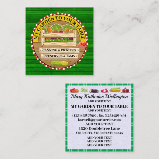 あなたのテーブルに私の庭 スクエア名刺 (正面/裏面)