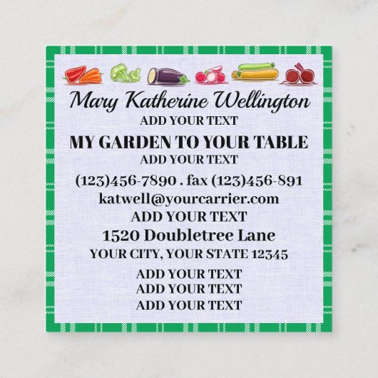 あなたのテーブルに私の庭 スクエア名刺 (裏面)