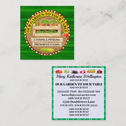 あなたのテーブル広場の名刺に私たちの庭 スクエア名刺 (正面/裏面)