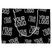 あなたのデザインまたはビジネス ロゴ | ランダムな配置 ラージペーパーバッグ (裏面)