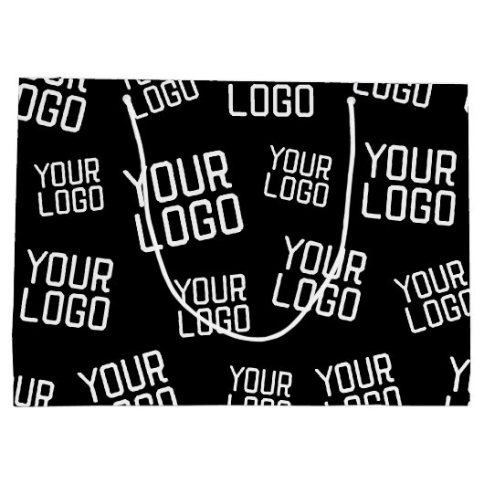 あなたのデザインまたはビジネス ロゴ | ランダムな配置 ラージペーパーバッグ (裏面)