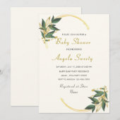 あなたのデザイン金ゴールドベビーシャワー招待状テンプレート (正面/裏面)