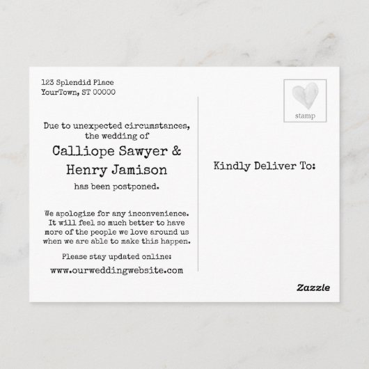 あなたのトップ12のハッシュタグ写真延期された結婚式 ポストカード (裏面)