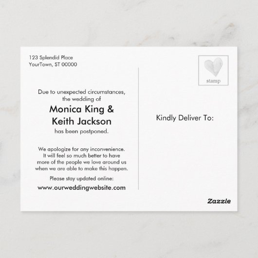 あなたのトップ12ハッシュタグ写真は延期さ結婚れた ポストカード (裏面)