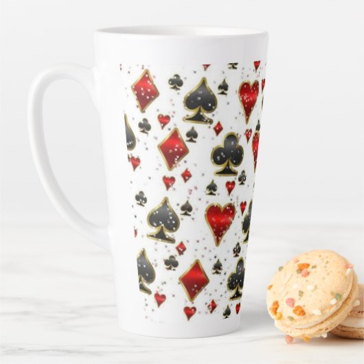 あなたのトランプのポーカーナイトラテマグカップを上げる カフェラテマグ (インサイチュ)