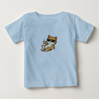 あなたのドレスに猫の可愛い絵が描かれています。 ベビーTシャツ