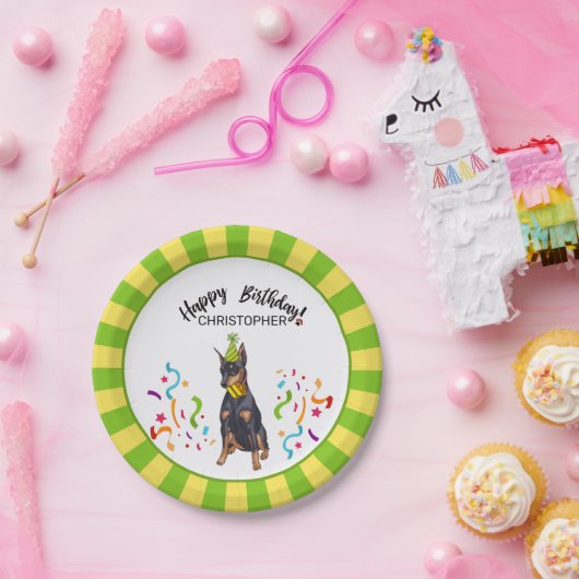 あなたのドーベルマン犬犬のパーティーとのハッピーバースデー ペーパープレート (パーティー)