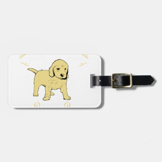 あなたのヌードルを使用して下さい、Goldendoodleを愛して下さい ラゲッジタグ (正面横)