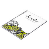 あなたのノート-灰色の花--をカスタマイズ ノートブック (左側)