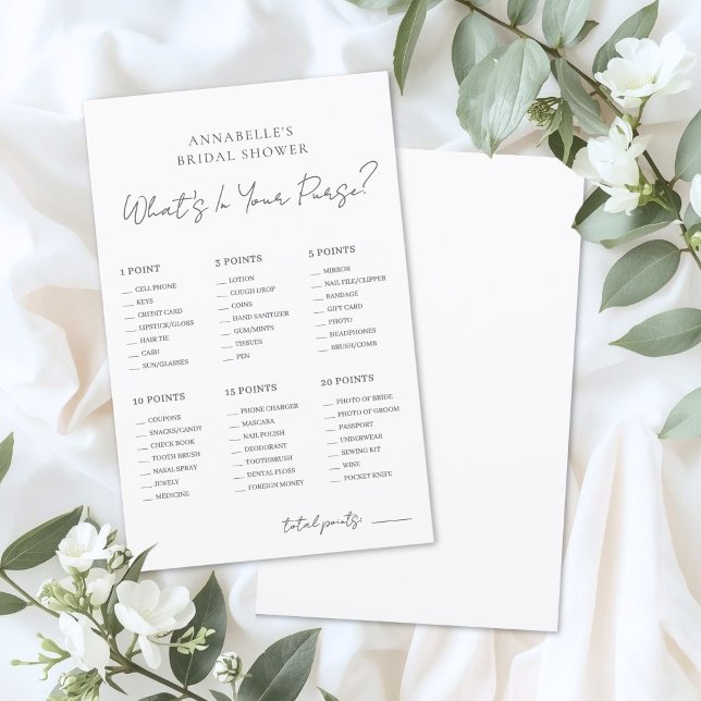 あなたのハンドバッグの中身 ブライダルシャワーゲーム (What's In Your Purse Bridal Shower Game)