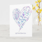 あなたのハートが-音符から成っているハートを歌うようにして下さい カード (黄色い花)