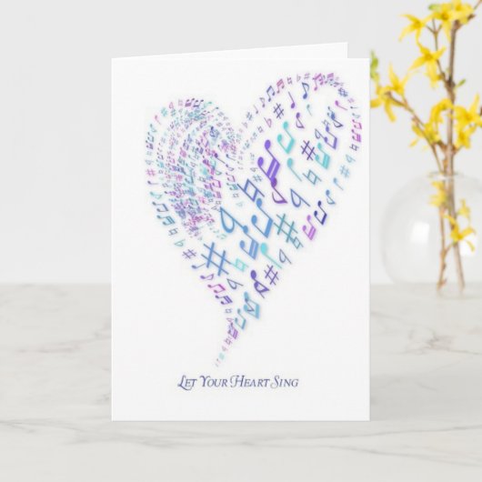 あなたのハートが-音符から成っているハートを歌うようにして下さい カード (黄色い花)