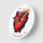 あなたのハートで彼女に手を届ける ラウンド壁時計 (傾斜)