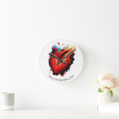 あなたのハートで彼女に手を届ける ラウンド壁時計 (ホーム)