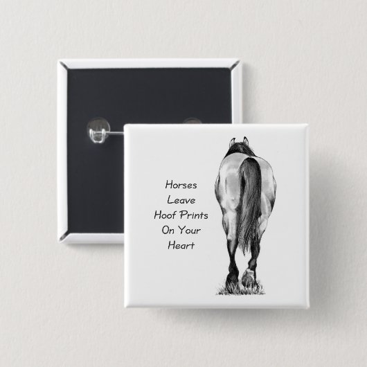 あなたのハートの馬の許可Hoofprints: 鉛筆の芸術 缶バッジ (正面&裏面)