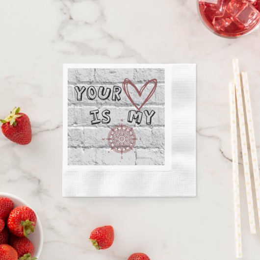 あなたのハートは私のコンパスだ 縁ありカクテルナプキン (インサイチュ)