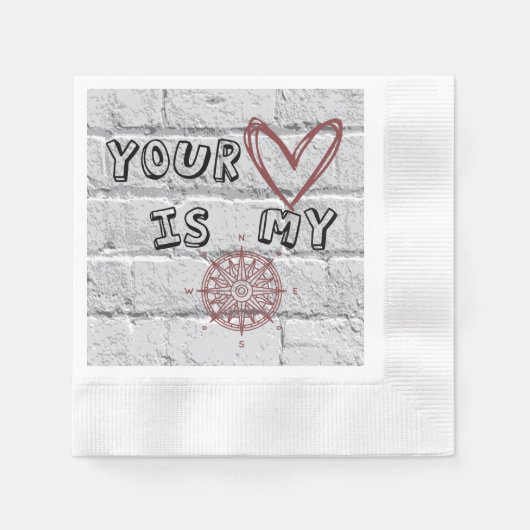 あなたのハートは私のコンパスだ 縁ありカクテルナプキン (正面)