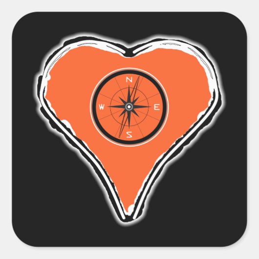 あなたのハートをコンパスの正方形のステッカーにする スクエアシール (正面)