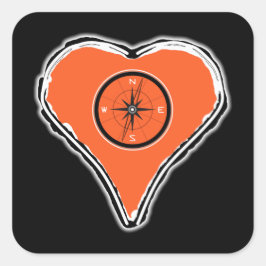 あなたのハートをコンパスの正方形のステッカーにする スクエアシール