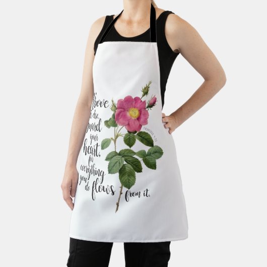 あなたのハートを守る – ヴィンテージバラ、箴言4:23 エプロン (インサイチュ)