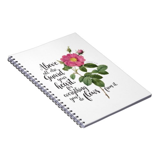 あなたのハートを守る – ヴィンテージバラ、箴言4:23 ノートブック (右側)