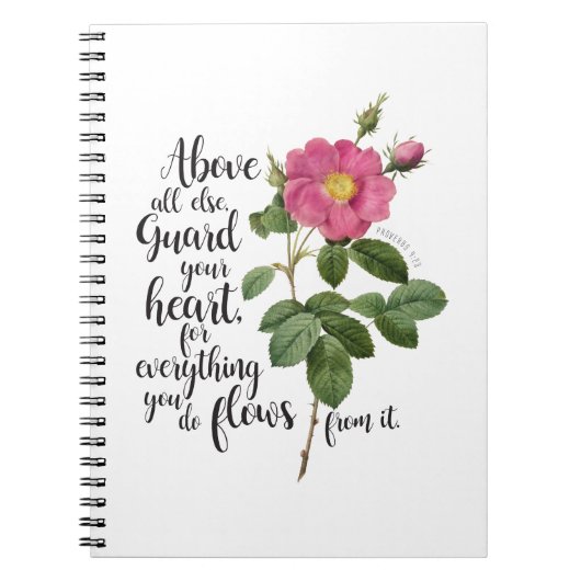 あなたのハートを守る – ヴィンテージバラ、箴言4:23 ノートブック (正面)