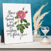 あなたのハートを守る – ヴィンテージバラ、箴言4:23 フォトプラーク (側面)