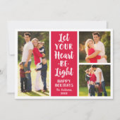 あなたのハートを明るい赤の写真モダンコラージュにする シーズンカード (正面)