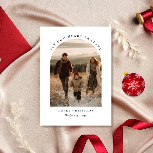 あなたのハートを軽いクリスマスのアーチ写真にする シーズンカード