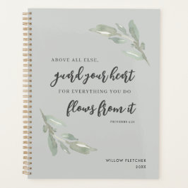 あなたのハートキリスト教聖書聖句の緑を守る プランナー手帳