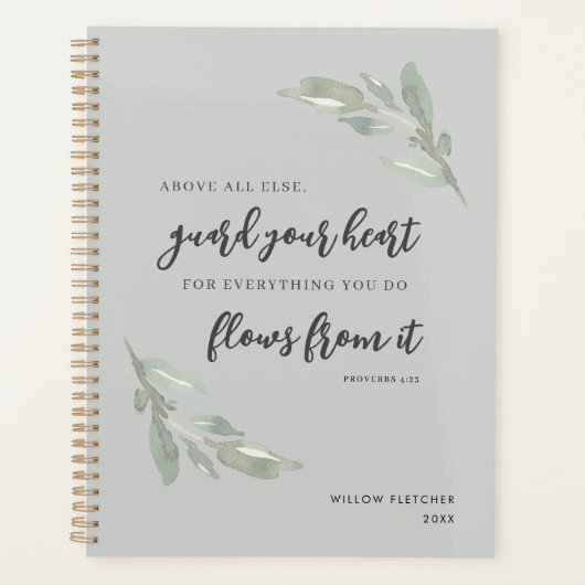 あなたのハートキリスト教聖書聖句の緑を守る プランナー手帳 (正面)
