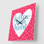 あなたのハート3を後を追って下さい スクエア壁時計 (傾斜)