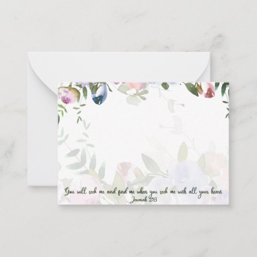 あなたのハート、ピンクと青のフローラで私を求める ノートカード (正面)