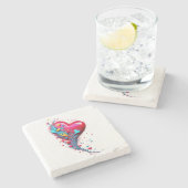 あなたのハートIIで彼女に届く ストーンコースター (横)