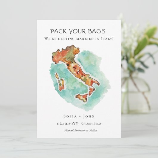 あなたのバッグイタリア目的地の結婚式をパック セーブザデート (スタンド正面)