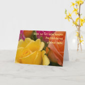 あなたのバラの考えることの雨滴は梳きます カード (黄色い花)