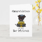 あなたのバーの（ユダヤ教の）バル・ミツバーパグ犬のお祝い カード (黄色い花)