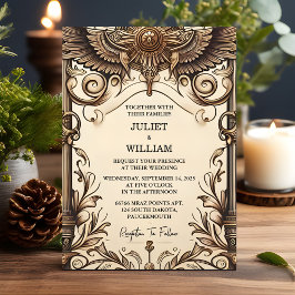 あなたのパピルスヴィンテージレトロヴェルムオーバーレイ結婚ズ 招待状