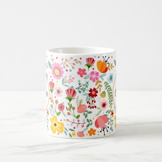あなたのパーソナライズされたフローラエレガンスマグ コーヒーマグカップ (中央)