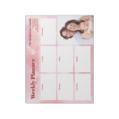 あなたのパーソナライズされた写真ウィークリープランナーピンクハート ノートパッド (回転)